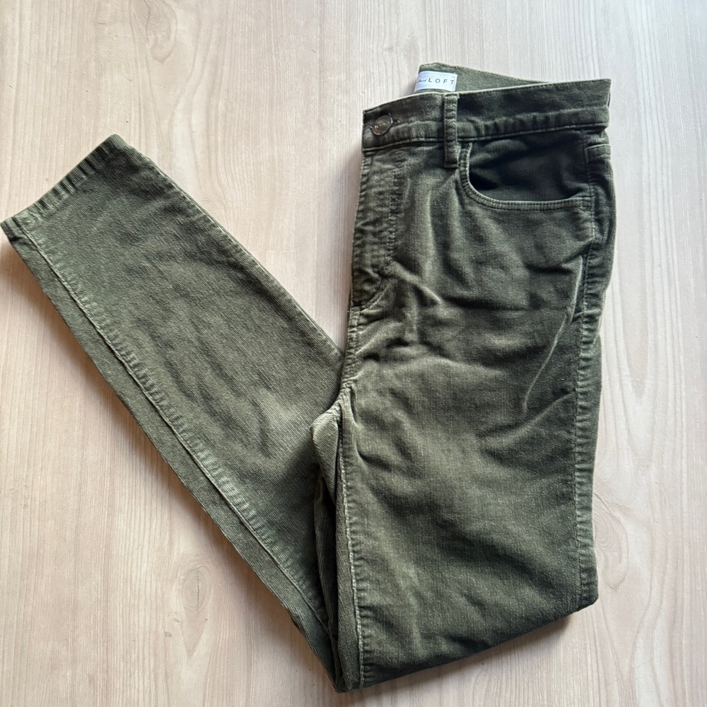 LOFT Olive Green Corduroy Trousers